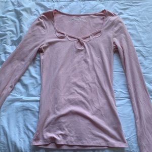 Pink cutout long sleeve shirt